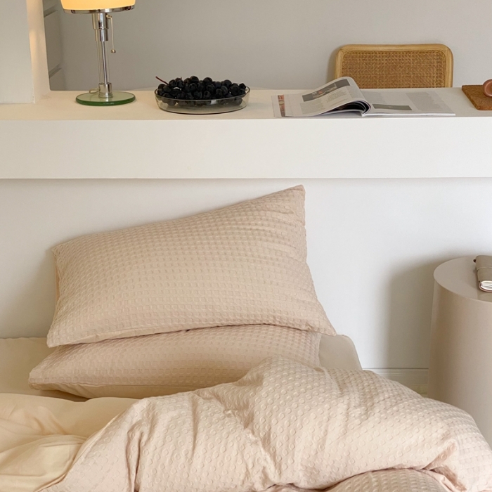 91家纺网 家纺一手货源 找家纺 （总）梦享生活 2021新款华夫格水洗棉四件套