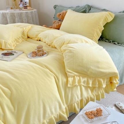 91家纺网 家纺一手货源 找家纺 （总）六巷胡同 2021新款牛奶绒ins混搭花边款四件套