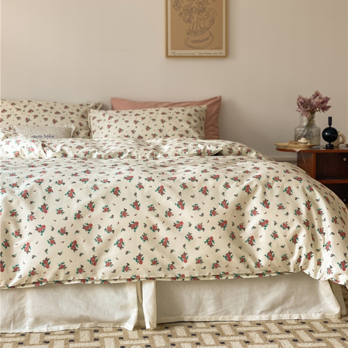 91家纺网 家纺一手货源 找家纺 棉眠 新款A版全棉13070B版13374复古花园四件套 安妮假日