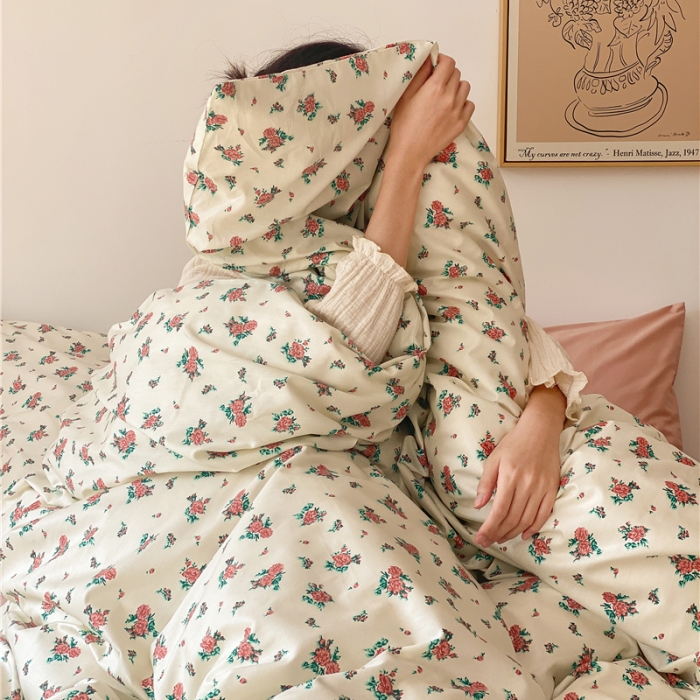 91家纺网 家纺一手货源 找家纺 棉眠 新款A版全棉13070B版13374复古花园四件套 安妮假日