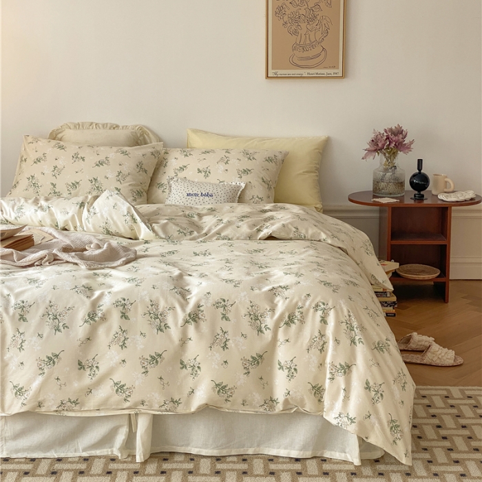 91家纺网 家纺一手货源 找家纺 棉眠 新款A版全棉13070B版13374复古花园四件套 芬得拉