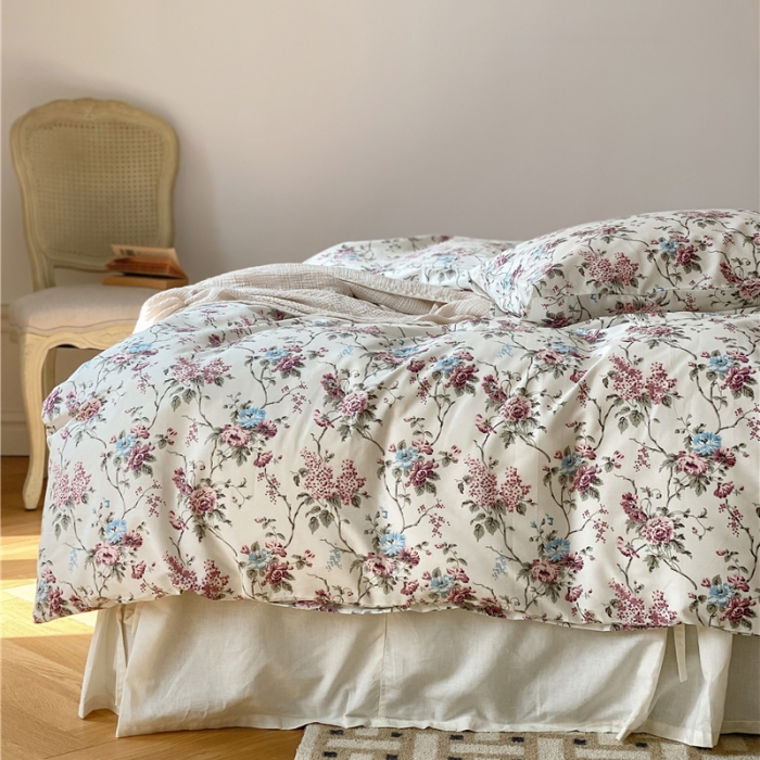 91家纺网 家纺一手货源 找家纺 棉眠 新款A版全棉13070B版13374复古花园四件套 琉璃