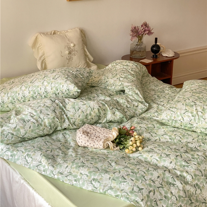 91家纺网 家纺一手货源 找家纺 棉眠 新款A版全棉13070B版13374复古花园四件套 芮心