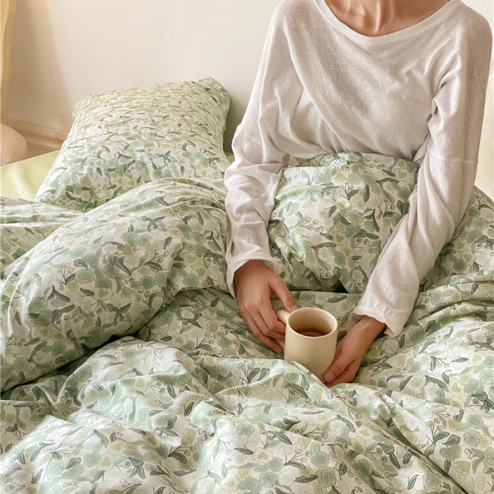 91家纺网 家纺一手货源 找家纺 棉眠 新款A版全棉13070B版13374复古花园四件套 芮心