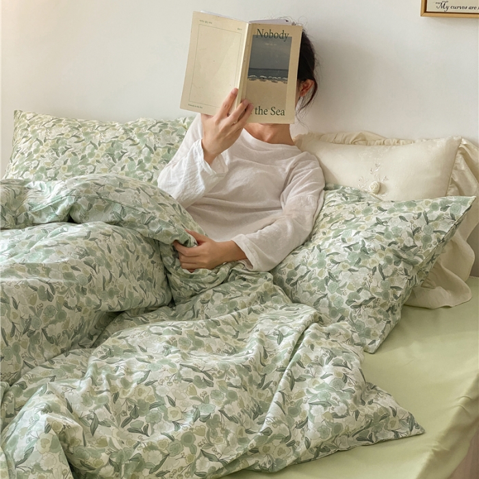 91家纺网 家纺一手货源 找家纺 棉眠 新款A版全棉13070B版13374复古花园四件套 芮心