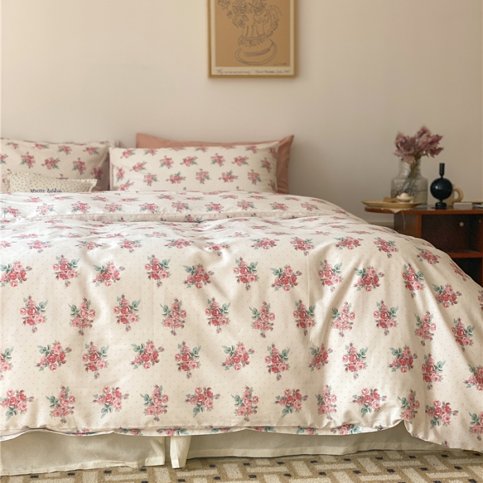 91家纺网 家纺一手货源 找家纺 棉眠 新款A版全棉13070B版13374复古花园四件套 唐顿庄园