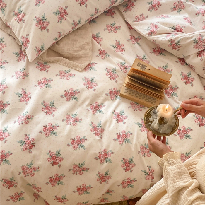 91家纺网 家纺一手货源 找家纺 棉眠 新款A版全棉13070B版13374复古花园四件套 唐顿庄园