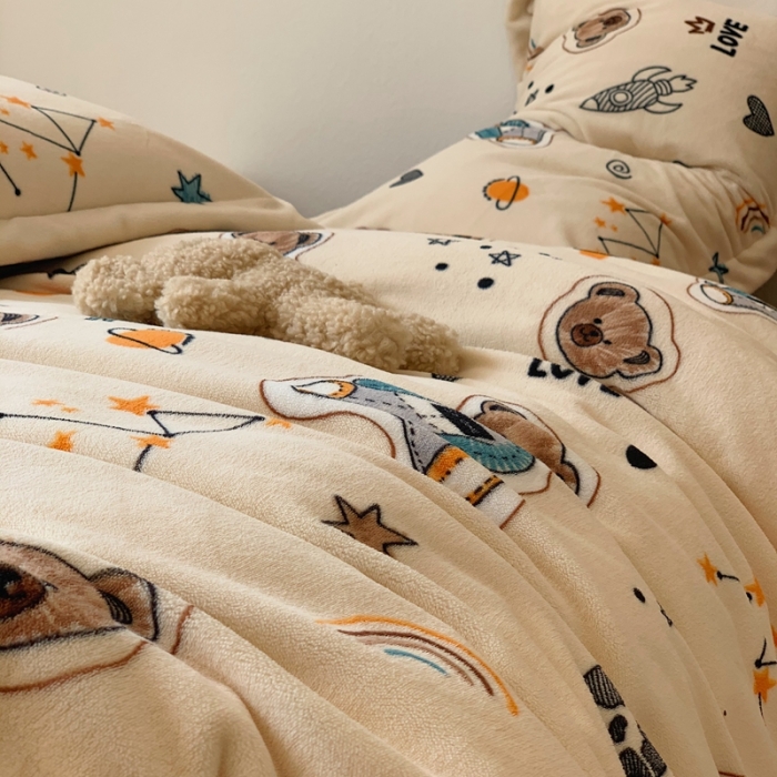 91家纺网 家纺一手货源 找家纺 （总）时年家纺 2021新款牛奶绒印花系列四件套