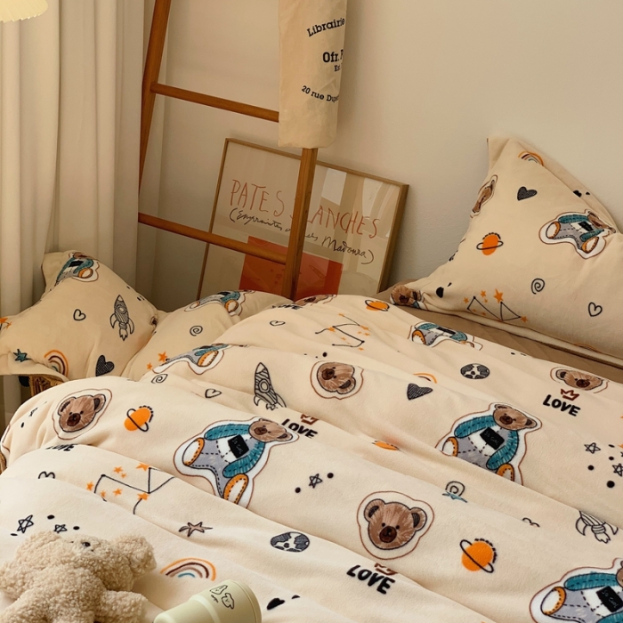 91家纺网 家纺一手货源 找家纺 （总）时年家纺 2021新款牛奶绒印花系列四件套