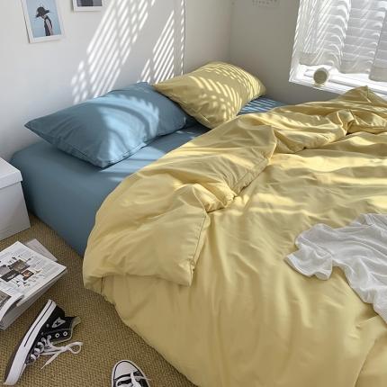 91家纺网 家纺一手货源 找家纺 （总）曼谷新款ins美棉磨毛纯色混搭拼色四件套