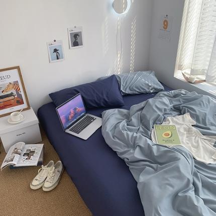 91家纺网 家纺一手货源 找家纺 （总）曼谷新款ins美棉磨毛纯色混搭拼色四件套