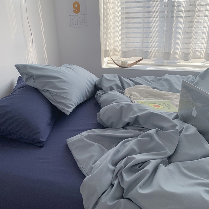 91家纺网 家纺一手货源 找家纺 （总）曼谷新款ins美棉磨毛纯色混搭拼色四件套