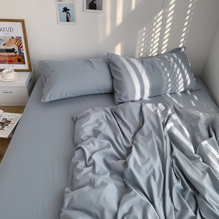 91家纺网 家纺一手货源 找家纺 曼谷新款ins美棉磨毛纯色混搭拼色四件套 海盐