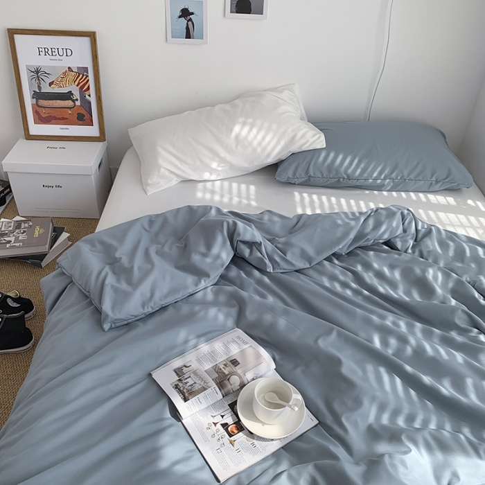 91家纺网 家纺一手货源 找家纺 曼谷新款ins美棉磨毛纯色混搭拼色四件套 海盐椰奶