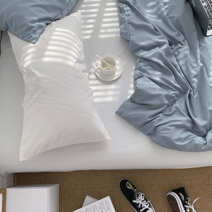 91家纺网 家纺一手货源 找家纺 曼谷新款ins美棉磨毛纯色混搭拼色四件套 海盐椰奶