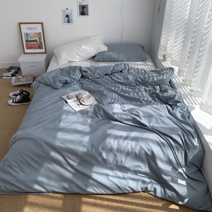 91家纺网 家纺一手货源 找家纺 曼谷新款ins美棉磨毛纯色混搭拼色四件套 海盐椰奶