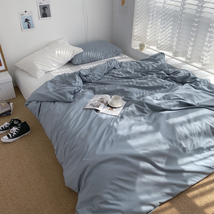 91家纺网 家纺一手货源 找家纺 曼谷新款ins美棉磨毛纯色混搭拼色四件套 海盐椰奶