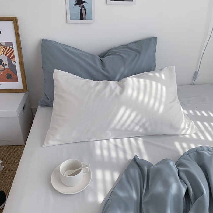 91家纺网 家纺一手货源 找家纺 曼谷新款ins美棉磨毛纯色混搭拼色四件套 海盐椰奶