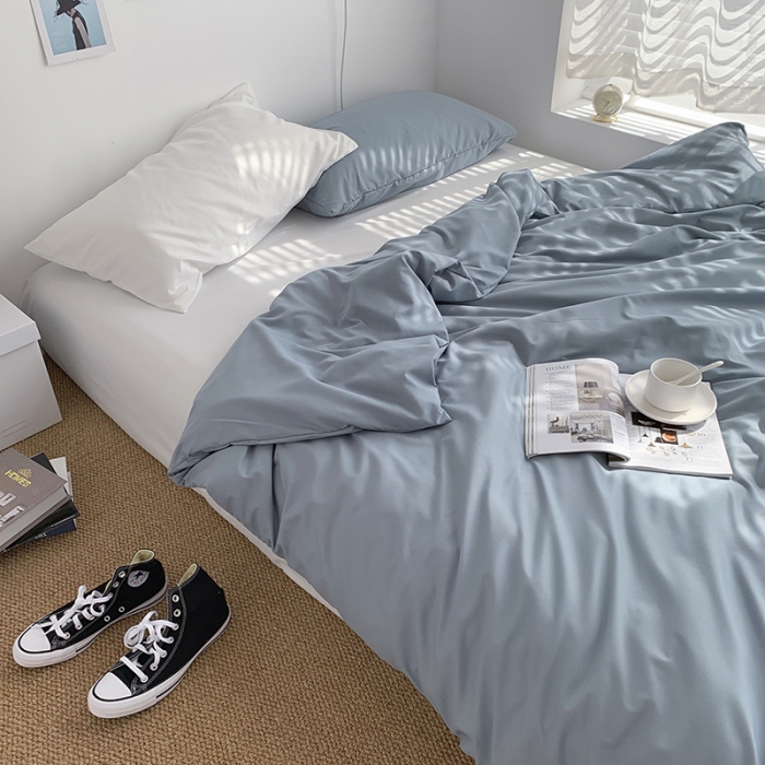 91家纺网 家纺一手货源 找家纺 曼谷新款ins美棉磨毛纯色混搭拼色四件套 海盐椰奶