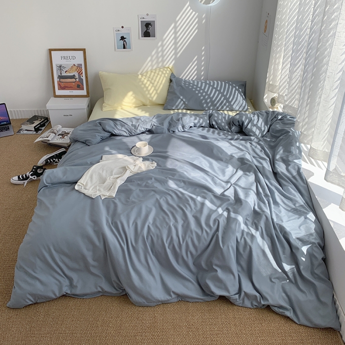 91家纺网 家纺一手货源 找家纺 曼谷新款ins美棉磨毛纯色混搭拼色四件套 海盐芝士