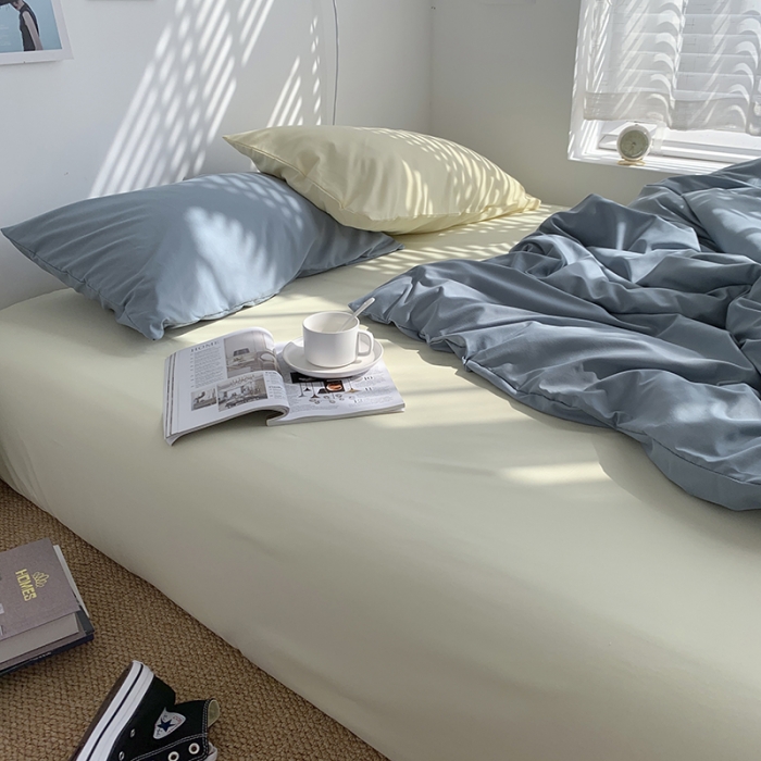 91家纺网 家纺一手货源 找家纺 曼谷新款ins美棉磨毛纯色混搭拼色四件套 海盐芝士