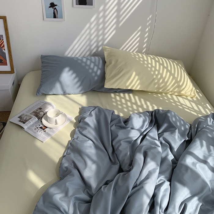 91家纺网 家纺一手货源 找家纺 曼谷新款ins美棉磨毛纯色混搭拼色四件套 海盐芝士