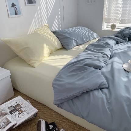 91家纺网 家纺一手货源 找家纺 曼谷新款ins美棉磨毛纯色混搭拼色四件套 海盐芝士