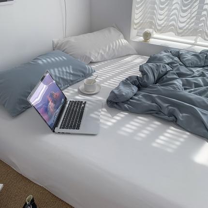 91家纺网 家纺一手货源 找家纺 曼谷新款ins美棉磨毛纯色混搭拼色四件套 海盐椰奶