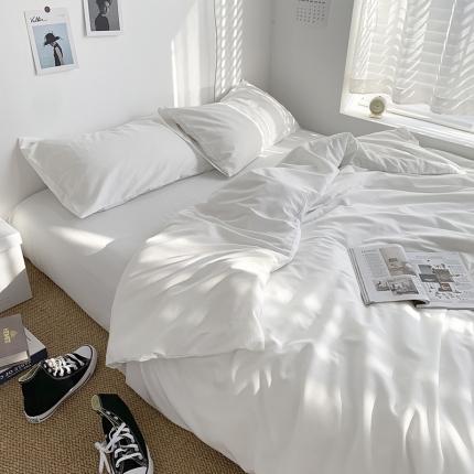 曼谷新款ins美棉磨毛纯色混搭拼色四件套 椰奶