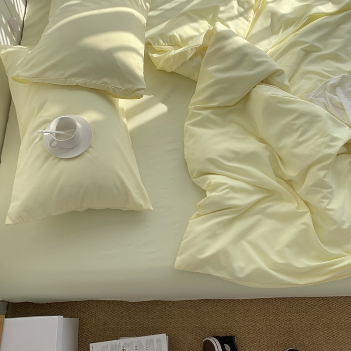 91家纺网 家纺一手货源 找家纺 曼谷新款ins美棉磨毛纯色混搭拼色四件套 芝士