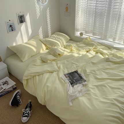 曼谷新款ins美棉磨毛纯色混搭拼色四件套 芝士