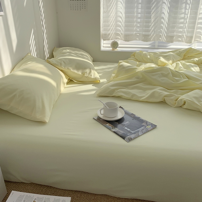 91家纺网 家纺一手货源 找家纺 曼谷新款ins美棉磨毛纯色混搭拼色四件套 芝士