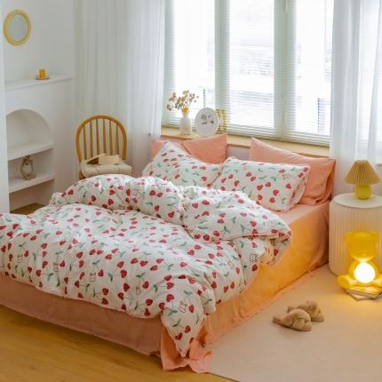 91家纺网 家纺一手货源 找家纺 （总）沐辰 2021新款婴儿级A类全棉双层纱四件套