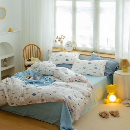 91家纺网 家纺一手货源 找家纺 （总）沐辰 2021新款婴儿级A类全棉双层纱四件套