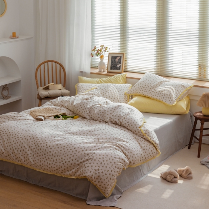 91家纺网 家纺一手货源 找家纺 沐辰 2021新款婴儿级A类全棉双层纱四件套 花海