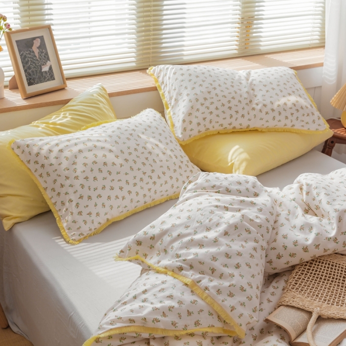 91家纺网 家纺一手货源 找家纺 沐辰 2021新款婴儿级A类全棉双层纱四件套 花海