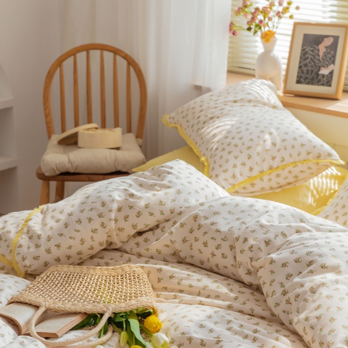 91家纺网 家纺一手货源 找家纺 沐辰 2021新款婴儿级A类全棉双层纱四件套 花海