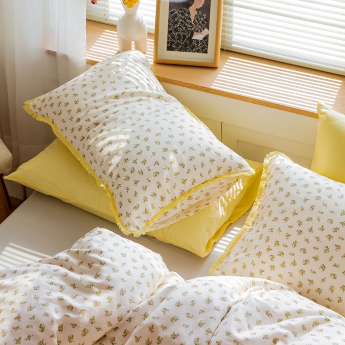 91家纺网 家纺一手货源 找家纺 沐辰 2021新款婴儿级A类全棉双层纱四件套 花海