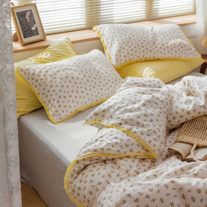 91家纺网 家纺一手货源 找家纺 沐辰 2021新款婴儿级A类全棉双层纱四件套 花海