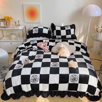 91家纺网 家纺一手货源 找家纺 （总）顾里家纺 2021新款韩系大花边牛奶绒四件套