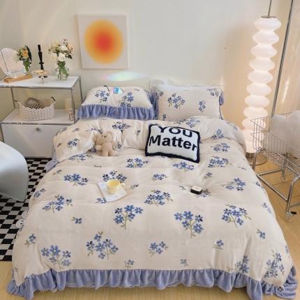 91家纺网 家纺一手货源 找家纺 （总）顾里家纺 2021新款韩系大花边牛奶绒四件套