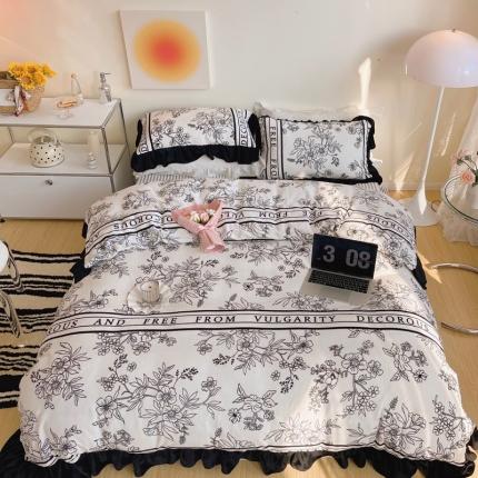 91家纺网 家纺一手货源 找家纺 （总）顾里家纺 2021新款韩系大花边牛奶绒四件套