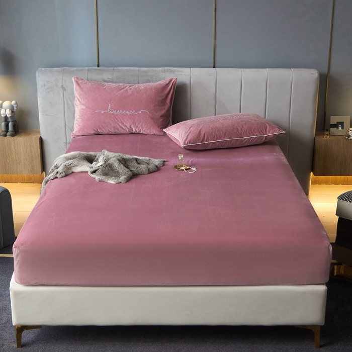 91家纺网 家纺一手货源 找家纺 瑞驰家纺 2022新款A类婴儿绒保暖单床笠 豆沙红