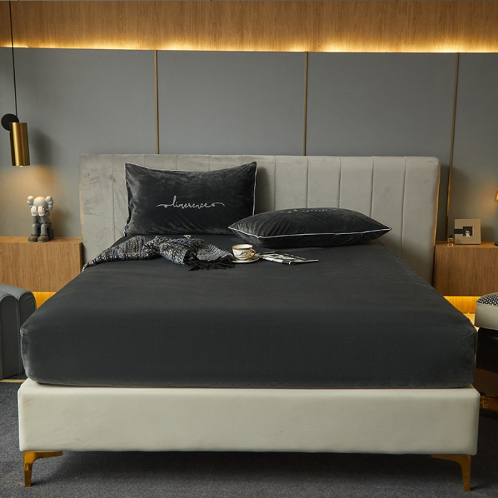 91家纺网 家纺一手货源 找家纺 瑞驰家纺 2022新款A类婴儿绒保暖单床笠 罗马灰