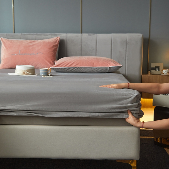 91家纺网 家纺一手货源 找家纺 瑞驰家纺 2022新款A类婴儿绒保暖单床笠 摩登灰