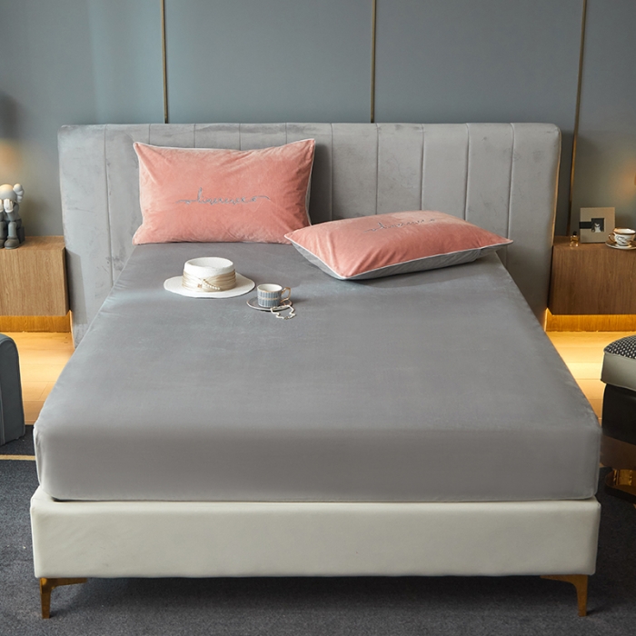 91家纺网 家纺一手货源 找家纺 瑞驰家纺 2022新款A类婴儿绒保暖单床笠 摩登灰