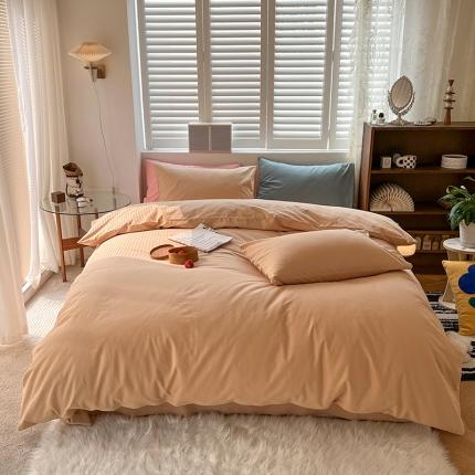 91家纺网 家纺一手货源 找家纺 （总）希文2022秋冬单品床单被套枕头全棉磨毛纯色四件套