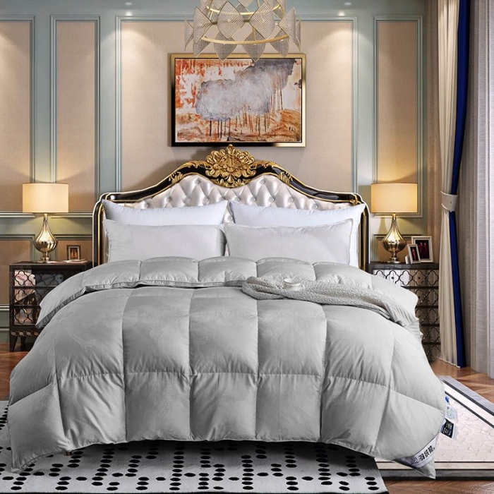 91家纺网 家纺一手货源 找家纺 锦瑞羽绒 2024新款国标95白鹅绒被-丽莎羽绒被 灰色
