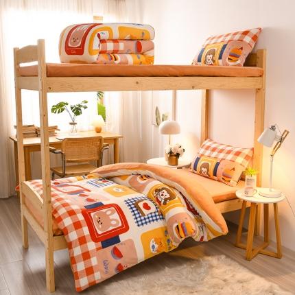 91家纺网 家纺一手货源 找家纺 (总）斯尔顿 2025新款高克重牛奶绒三件套 学生三件套