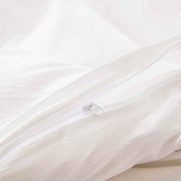 91家纺网 家纺一手货源 找家纺 柠萌家居 2025新款全棉色织水洗棉床品单被套 纯白